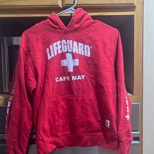 Lifeguard cape May Mj hooded sweatshirt in great used condition sz youth large